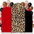 Arch backdrop covers with balloons set for party, birthday and wedding decoration. - Leopard Red Style (SGX-002) / Polyester Fabric