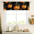 Cantonnière d'Halloween à motif citrouille et chapeau de sorcière pour cuisine - 138x45cm / CM-002 Noir Citrouille Chapeau de Sorcier