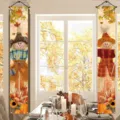 Festive Thanksgiving porch banners with scarecrow, pumpkin, and autumn maple leaf designs - Scarecrow Pumpkin Style (SDL-002) / 30x150cm Pack