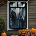Poster per finestra di Halloween con sagome di fantasmi per decorazioni di case stregate - 120x80cm / Stile Doppio Fantasma Traslucido