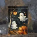 Süße Geist und Kürbis Halloween Gartenflagge für die festliche Außendekorationen - Multi-Geist Kürbis Stil (Q-003) / 30x45cm