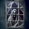 Striscione per finestra di Halloween spaventoso con teschio e ragnatele per decorazioni - 120x80cm / Stile Scheletro con Tunica Grigia e Ragnatela