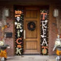 Decorative Halloween Trick or Treat porch banners featuring skulls and pumpkins - Pattern 5 (SDL-005) / 30x150cm