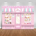 Sfondo fotografico a tema gelateria rosa per decorazioni per feste di compleanno - 95x75cm
