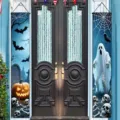 Spooky Halloween porch banners featuring ghost, pumpkin, and skulls for front door decor - Pattern 6 (SDL-006) / 30x150cm