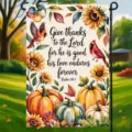Drapeau de jardin d'automne décoré de citrouilles, tournesols et verset religieux - Style Écriture Citrouille Cardinal Tournesol (Q-007) / 30x45cm