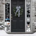 Winter-Schneemann-Banner für die Veranda mit „WELCOME“ und „let it SNOW“ zur Dekoration. - Stil SDL-008