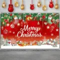 Festive Christmas garage door banner with Santa and snowman for winter home decor - Merry Christmas Santa Sleigh (CK-007) / 400x180cm