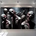 Gruseliges Zombie-Horde-Hintergrundbild für Halloween-Partys und Geisterhausdekoration - SBJ-012