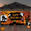Pancarta de Halloween para puerta de garaje con calabazas, fantasmas y decoración - Estilo de Elementos de Halloween de Dibujos Animados (CK-013) / 150x100cm