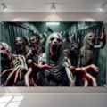 Großer gruseliger Zombie Halloween Hintergrund für die Wanddeko im Geisterhaus - SBJ-008