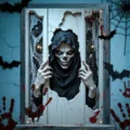 Halloween door cover creepy skull banner spooky party backdrop window decoration props - 120x80cm / Hooded Ghost (C-004)