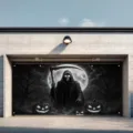 Pancarta para puerta de garaje de Halloween con segador aterrador y calabazas brillantes - Segador y Calabaza (CK-009) / 150x100cm