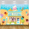 Sfondo fotografico negozio di gelati cartone animato per festa di compleanno bimba - Stile SBJ-005 / 95x75cm