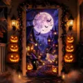 Halloween door banner hanging cloth spooky pumpkin ghost party holiday decoration backdrop - ML-001 Style / 90x180cm