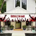 Spooky Halloween yard banner with bloody handprints and Enter If You Dare text for party decoration - ENTER IF YOU DARE Style (SHF-001) / 30x120cm
