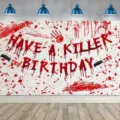 Spooky horror theme bloody birthday party backdrop for Halloween scene decorations - SBJ-002 / 95x75cm