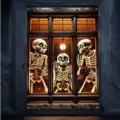Halloween window cover skeleton print spooky home party festival decor hanging curtain - 120x80cm / Cartoon Window Style (YD-CZ003)