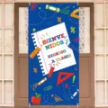 Back to school door cover banner with Spanish Bienvenidos text and school supplies graphics - 90x180cm / Spanish Welcome Style (ML-011)