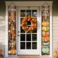 Thanksgiving porch banners with festive pumpkin and floral designs for front door - Happy Fall & Grateful Style (SDL-015) / 30x150cm Pack