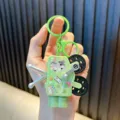 Cute mint green cat hand-crank projector keychain toy accessory for bags and student gifts - Green Cat Head Style / Green