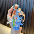 Blue animal hand-cranked projector keychain and cute toy bag charm for students - Blue Fox Style / Blue