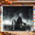 Scary Halloween garage door cover featuring a horror ghost in fog for outdoor party decor - Crawling Ghost Girl Style (CK-002) / 150x100cm