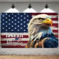 US 250th Anniversary backdrop with bald eagle and American flag for party decor - America 250th Anniversary Commemorative Style (SBJ-003) / 95x75cm / US Flag Style