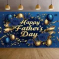 Sfondo fotografico elegante blu e oro Happy Father's Day con rose e palloncini - SBJ-003 / 95x75cm