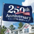 Patriotic 250th Anniversary 1776-2026 US flag banner for Independence Day celebration - 150x90cm / Q-003 (Single-Sided)