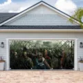Spooky Halloween zombie garage door banner for scary outdoor holiday house decoration - Zombie Barbed Wire Style (CK-004) / 150x100cm