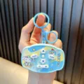 Blue dance game console keychain decompression electronic toy cute cartoon pendant variant - Blue