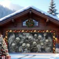Banner para puerta de garaje de Halloween con esqueletos para decoración festiva exterior - Parca Calavera (CK-011) / 150x100cm