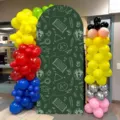 Green arch backdrop cover with school blackboard print for back-to-school party decoration - Blackboard Style (SGX-003) / 50x120CM