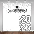 2026 Afstudeerfeest foto achtergrond banner met felicitatie tekst en confetti - Afstudeerfeest (SBJ-004) / 95x75cm / Zwart Wit
