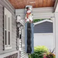 Large Christmas snowman windsock flag hanging as festive outdoor porch and garden decoration - Snowman With Light Blue Background (FT-002) / 10x100cm