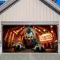 Pancarta de puerta de garaje de Halloween payaso de circo aterrador para decoración - Payaso Malvado (CK-005) / 150x100cm