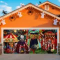 Halloween scary clown circus garage door banner cover outdoor holiday party festival decoration - Scary Clown Circus Style (CK-004) / 150x100cm
