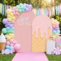 Sweet ONE Eiscreme-Themenbogen-Hintergrundabdeckungen für Babypartys und Geburtstage - Eiscreme-Thema (GX-006)