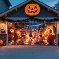 Fundas de banner para puerta de garaje de Halloween esqueletos espeluznantes calabaza fiesta - Estilo Calabaza Esqueleto (CK-005) / 150x100cm