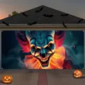 Pancarta de puerta de garaje de payaso aterrador de Halloween, gran decoración de fiesta - Estilo Payaso Aterrador (CK-006) / 150x100cm
