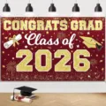 Large Class of 2026 graduation party backdrop for high school and college ceremonies - SBJ-004 Style / 95x75cm
