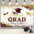 Abschluss Hintergrund Banner Klasse 2026 Konfetti Party Dekoration Fotografie Neu - Weinrot & Gold Stil (SBJ-004) / 95x75cm