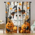 Halloween curtains with cute ghost and pumpkin prints for festive decor - 55x150cm (Pair) / Orange Pumpkin Ghost Style (CL-003)