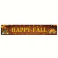 Festoso striscione Happy Fall per decorazioni ringraziamento con zucche e foglie d'autunno - Stile Spaventapasseri Autunnale (SHF-008) / 30x120cm