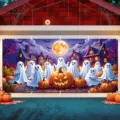 Pancarta de puerta de garaje de Halloween decoración fantasma espeluznante calabaza - Estilo de Escena de Castillo de Halloween (CK-007) / 150x100cm