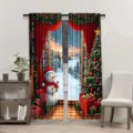 Festive Christmas curtain set with snowman and pine tree patterns for decor - YD-CL002 / 70x100cm(两片)