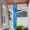 Blue Christmas windsock flag with white snowflake patterns for outdoor porch decoration - Blue Snowflake Streamers (FT-008) / 10x100cm