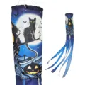 Halloween windsock with black cat and pumpkin design for outdoor garden party decor - Black Cat & Haunted House (FT-010) / 10x100cm