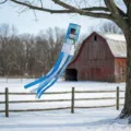 Outdoor Christmas windsock featuring a cute snowman design with blue and white stripes. - Chibi Snowman With Hat (FT-012) / 10x100cm